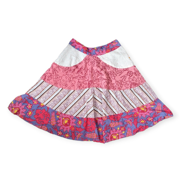 Aquarius Tiered Peasant Skirt ~ Embroidered Patchwork Boho Anthropologie - Picture 3 of 5